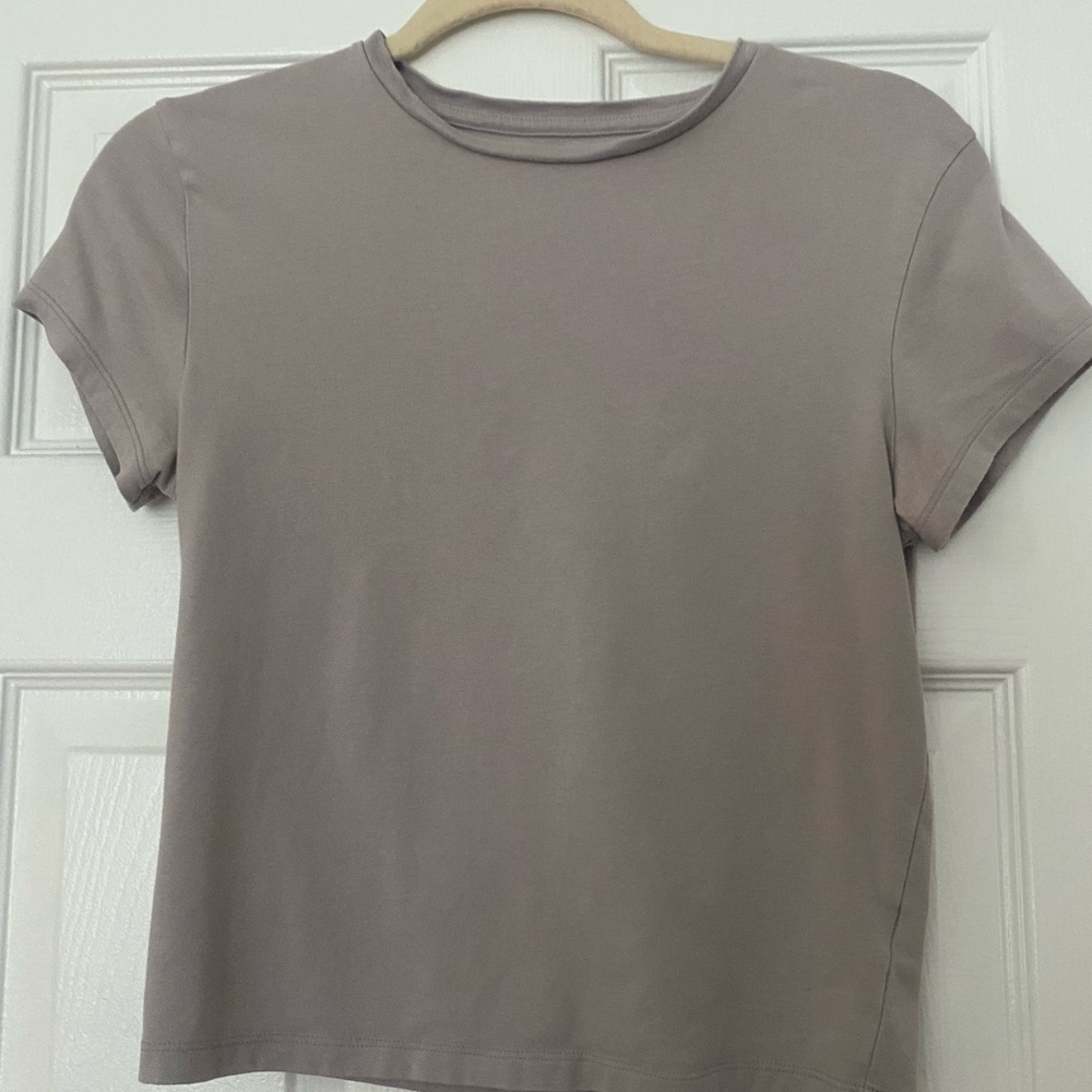 Wild Fable Brown Fitted Crop Short Sleeve T-Shirt